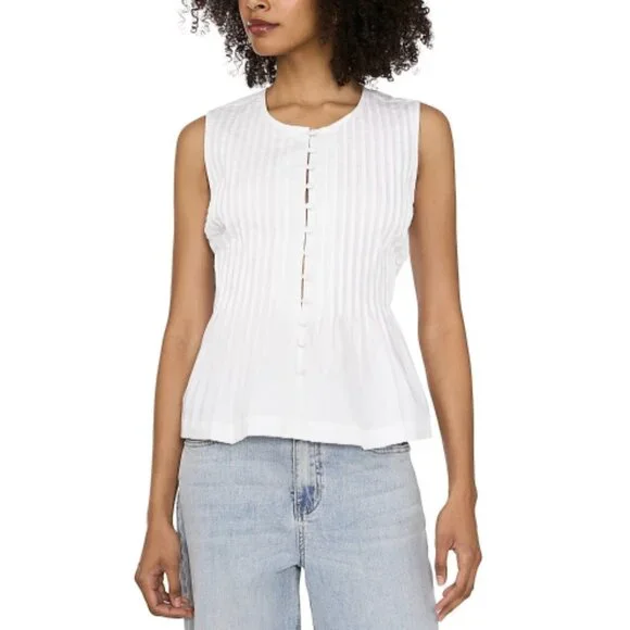 1.STATE Womens Pintuck Blouse White M NWT - Picture 1 of 1